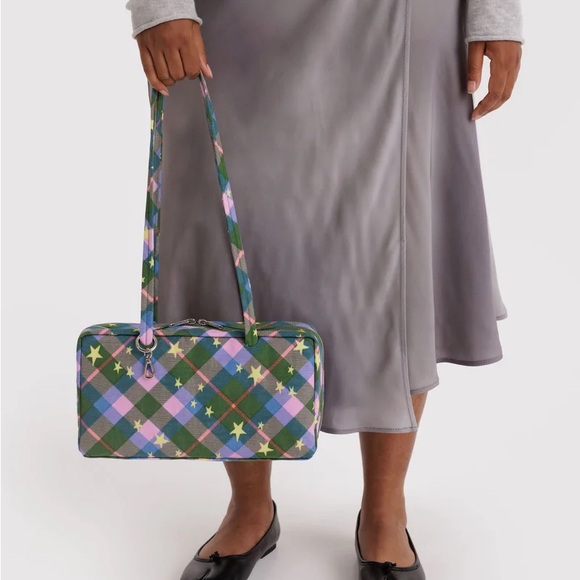 Baggu Nylon Bowler in Green Star Plaid NWT - Picture 2 of 4